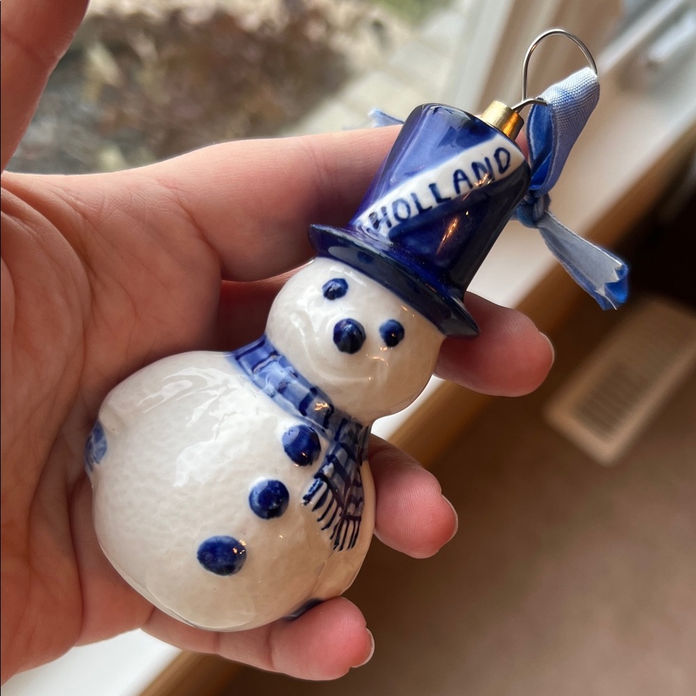 Holland Blue and White Delft Snowman Ornament